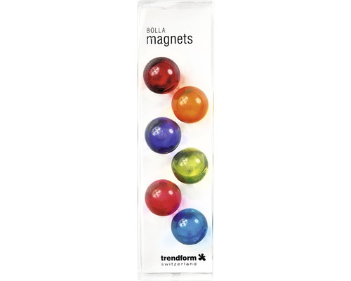 Decoratieve magneten, bolvorm, Bolla, set van 6, diverse kleuren