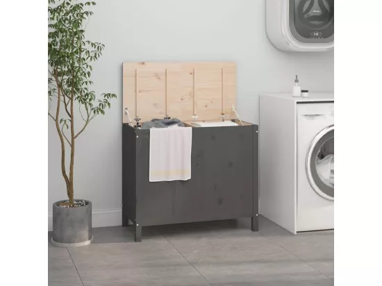 Boîte à linge Gris 88,5x44x76 Bois massif de pin
