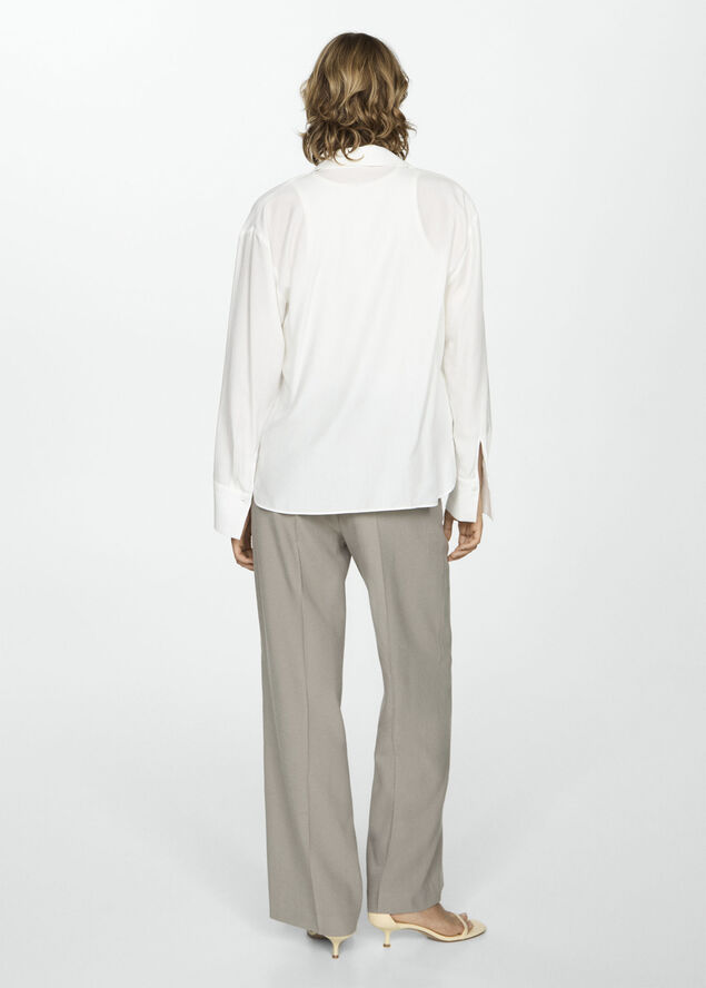 MANGO Lyocell fluid shirt Natural white