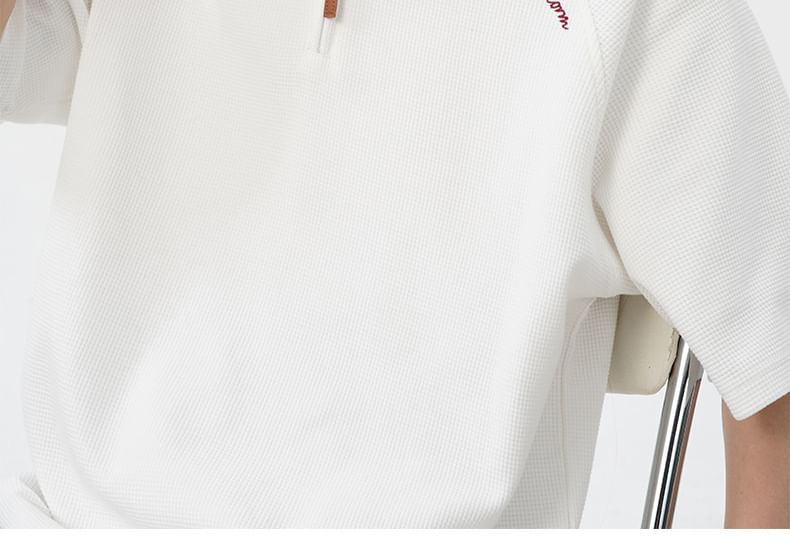 AXEN - Poloshirt met korte mouwen, geborduurde letters en halve rits, raglanmouwen
