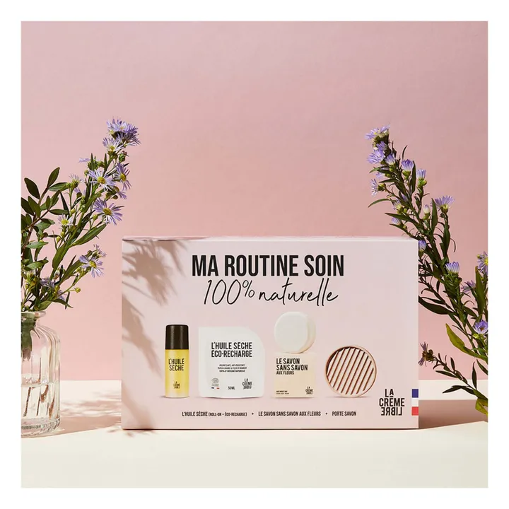 La Crème Libre Coffret Routine Soin - Huile Sèche & Ecorecharge & Savon aux fleurs & Porte Savon