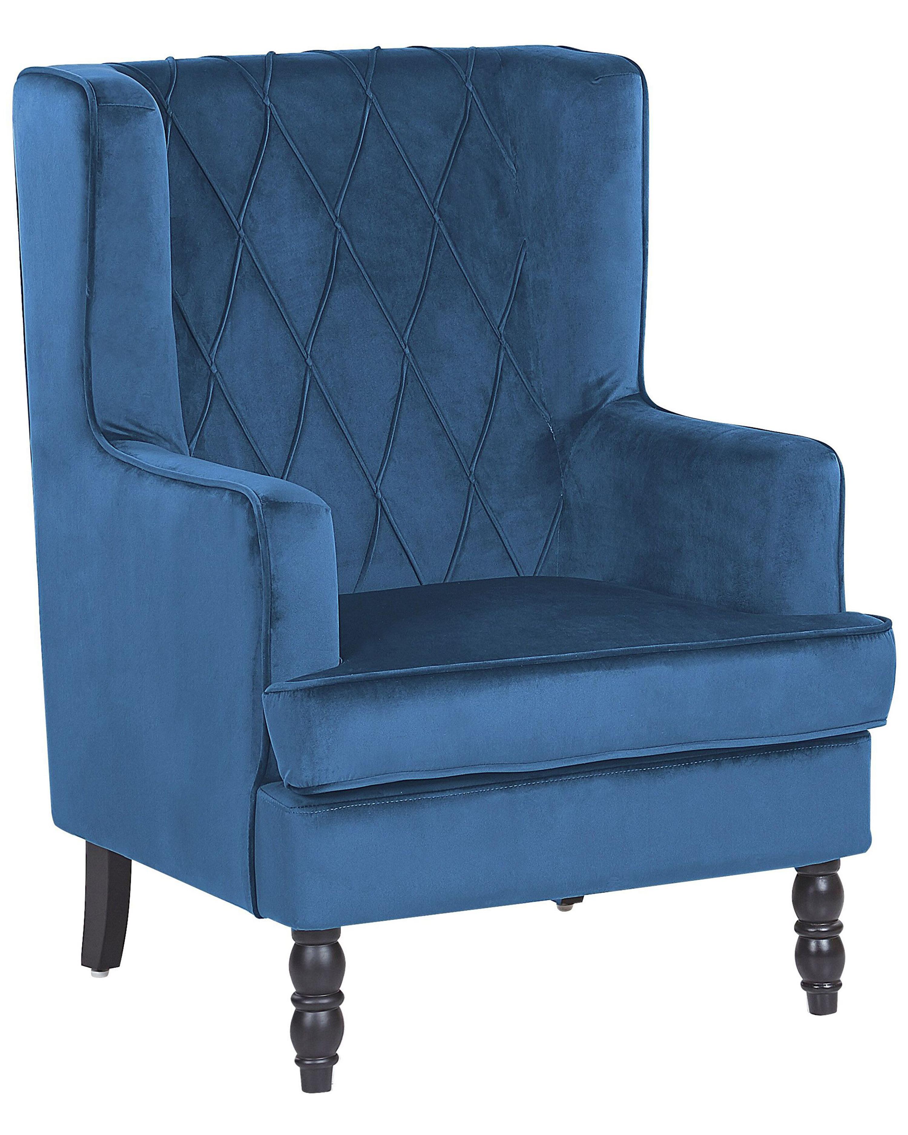 Fauteuil SANDSET met voetenbank Fluweel Donkerblauw