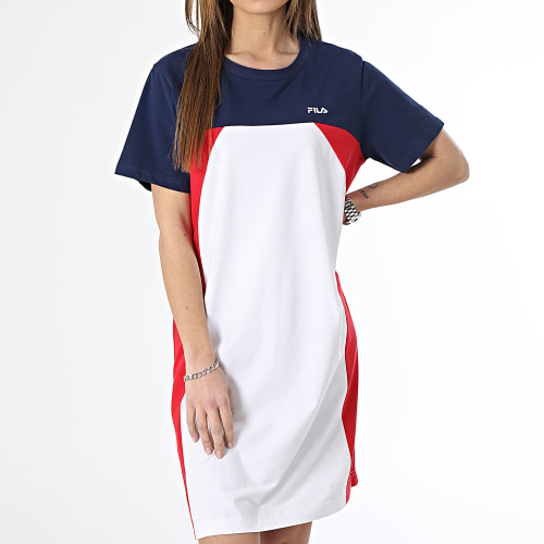 Robe Tee Shirt Femme Balikesir Blanc Bleu Marine