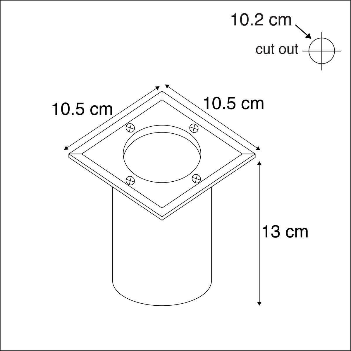 Inbouw grondspot voor buiten, geborsteld roestvrij staal, 10,5 cm, IP65 - Basic Square