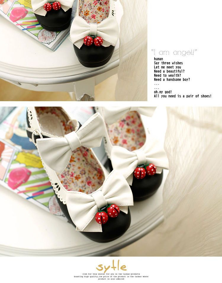 Freesia - Lolita Cosplay Bow Bell Block Heel Pumps