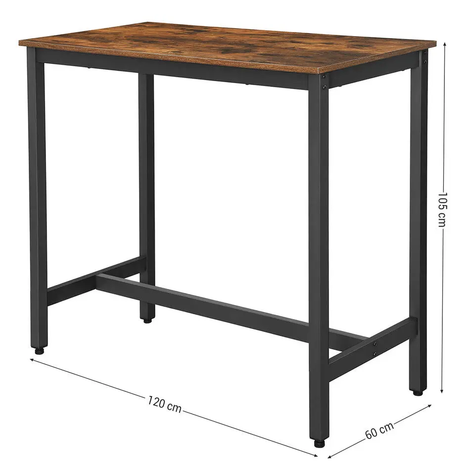 Hoge bartafel: 120 x 125 cm - Vintage bruin zwart