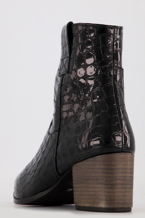 Leder-Stiefeletten, Kroko-Prägung, Weite H