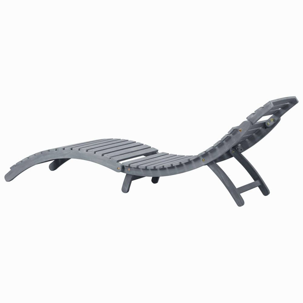 Transat chaise longue bain de soleil lit de jardin terrasse meuble d'extérieur 190 cm avec coussin bois d'acacia solide gris