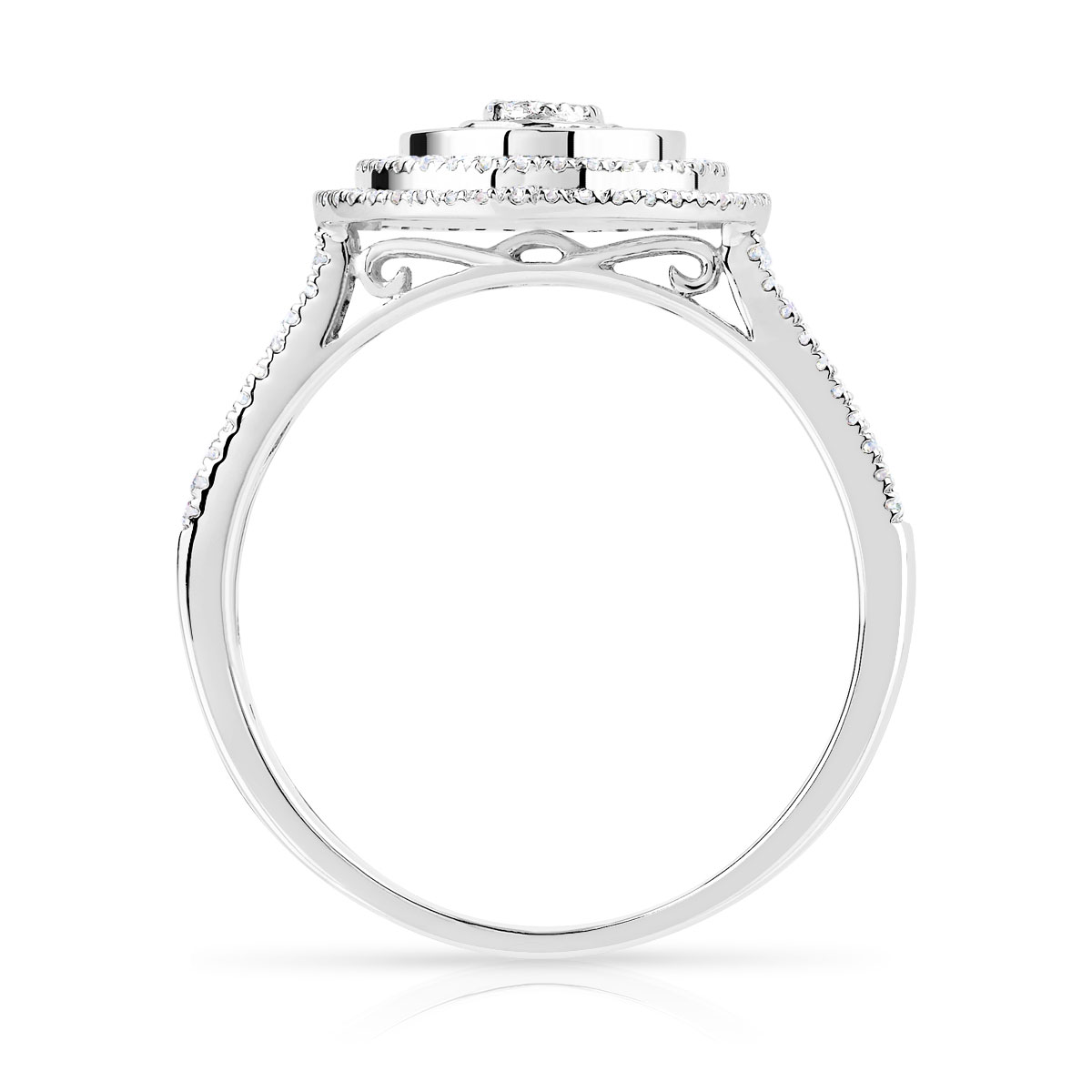 Bague or 750 blanc ronde diamants