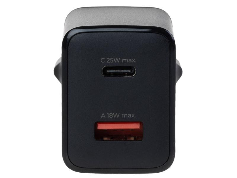 onit USB-Wandladegerät PD25W   QC3.0 Schwarz Ladeadapter mit einem USB-C- und einem USB-A-Port
