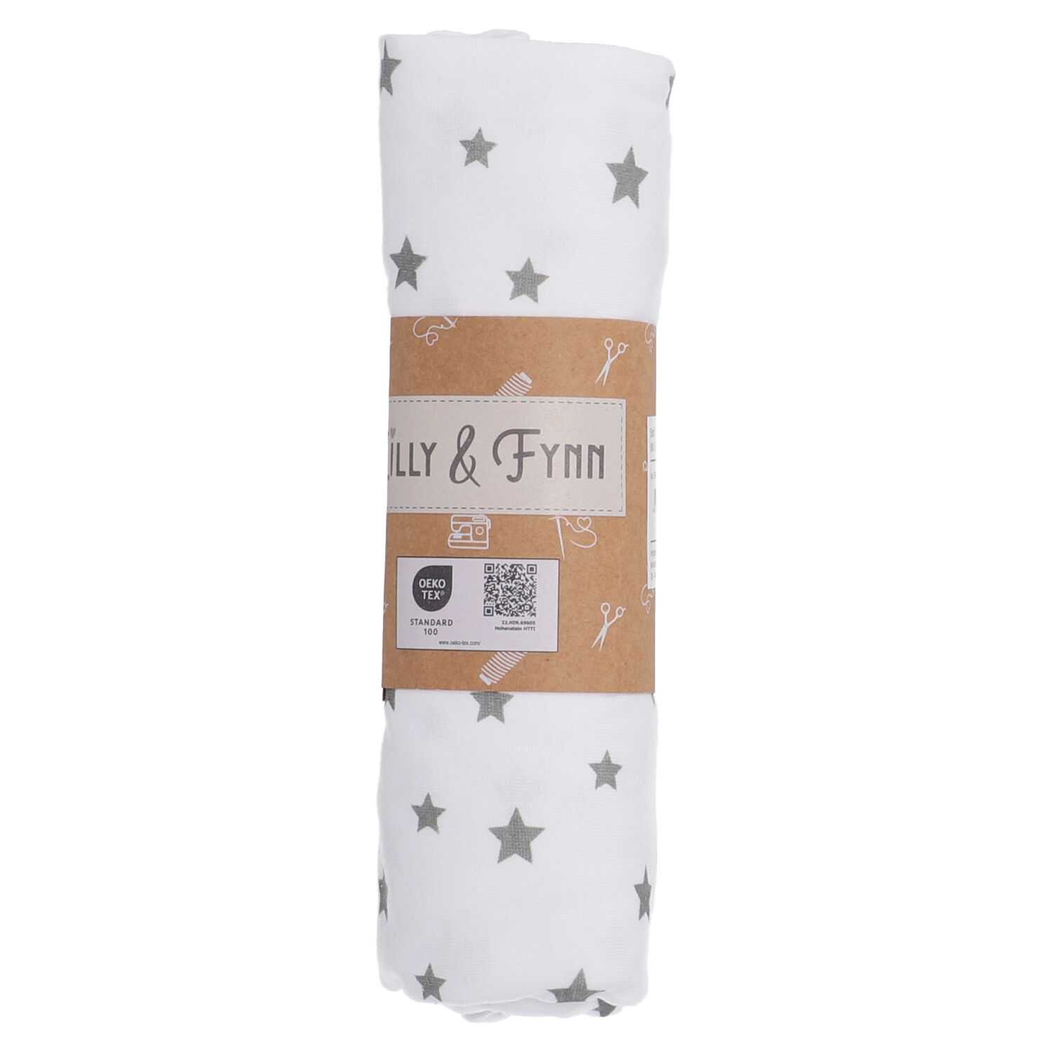 Jerseystoff 80x100cm, Sterne in grau