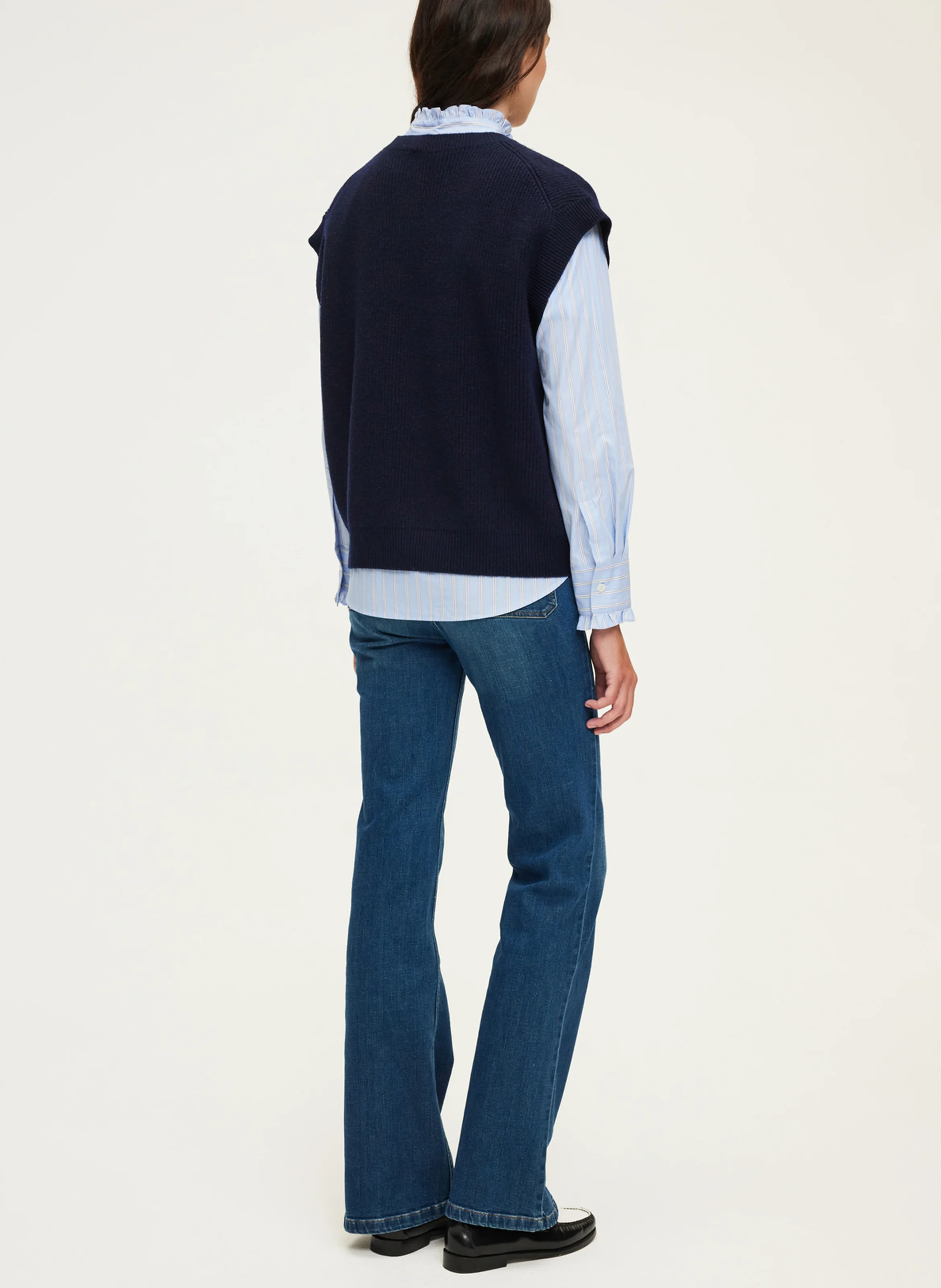 JOELY - Pull droit col rond en laine | Bleu