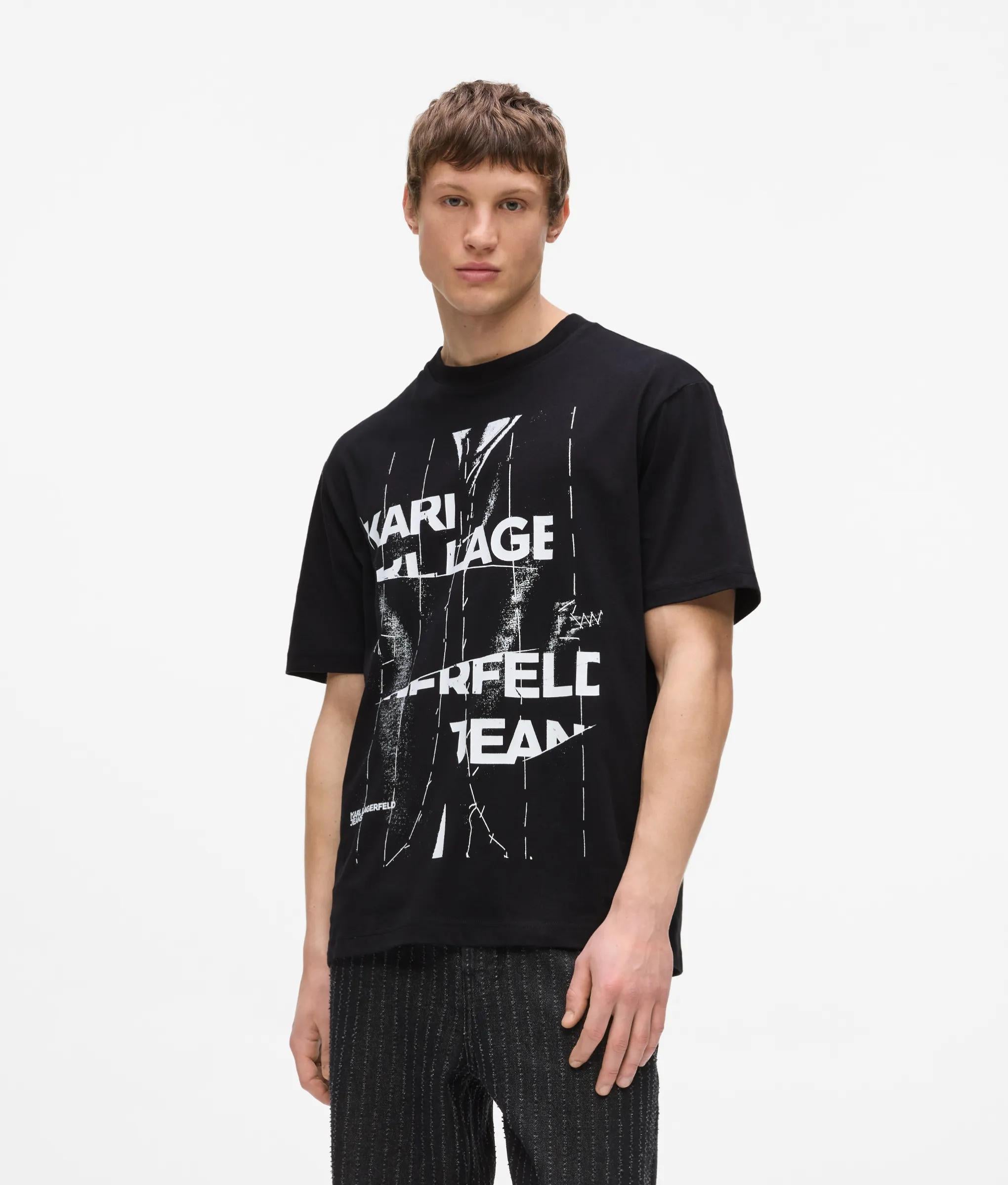 Ruimvallend T-shirt met pinstripe-print