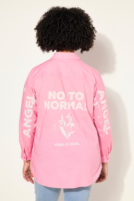 Bluse, oversized, Rücken Statement-Druck