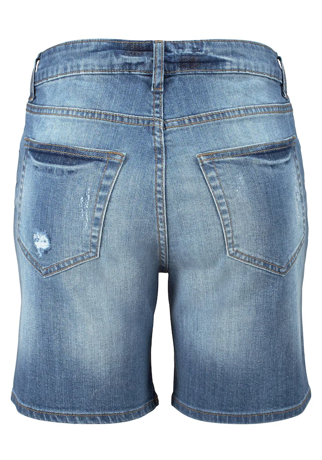 Buffalo Jeansbermudas mit Destroyed-Effekten, Shorts zum Krempeln, kurze Hose