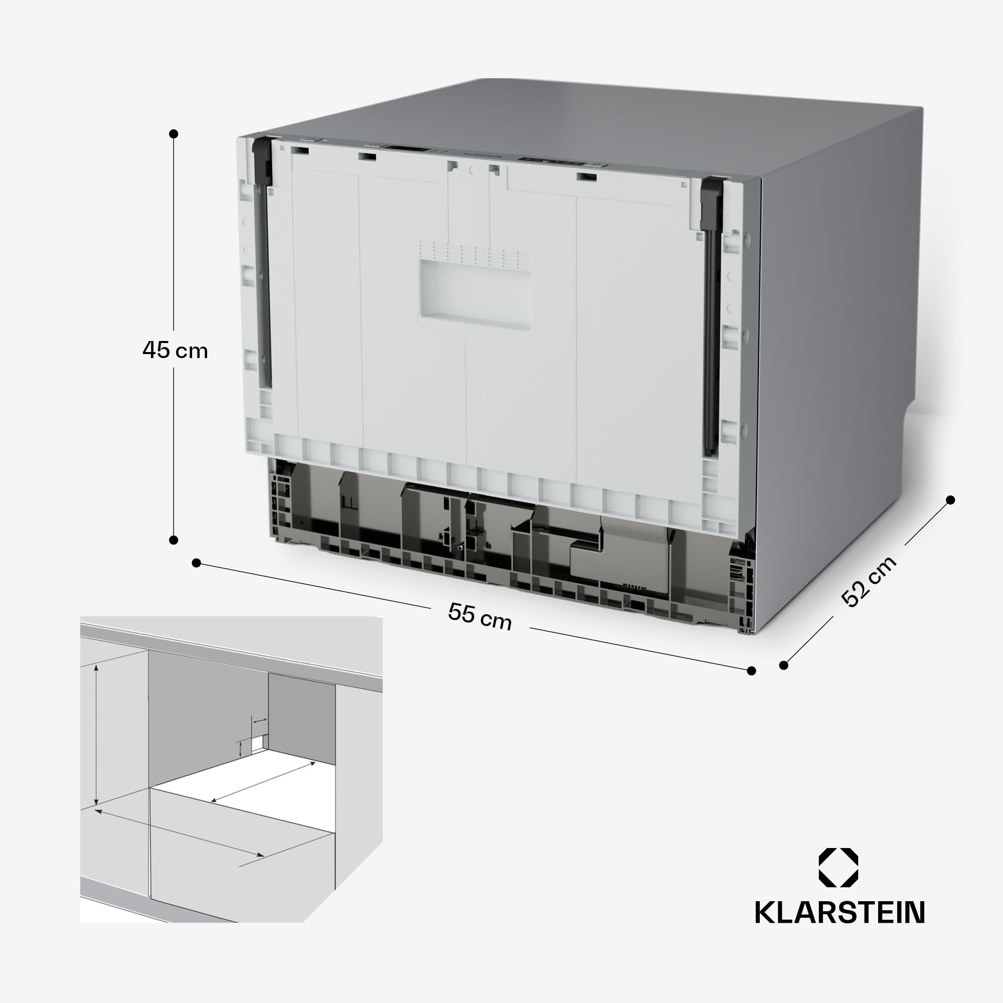 Klarstein Lave Vaisselle Encastrable - Compact 45 cm, 6 Couverts, Programme UV Hygiène, AquaStop Sécurité, Classe Énergie D, Silencieux 47 dB, Command