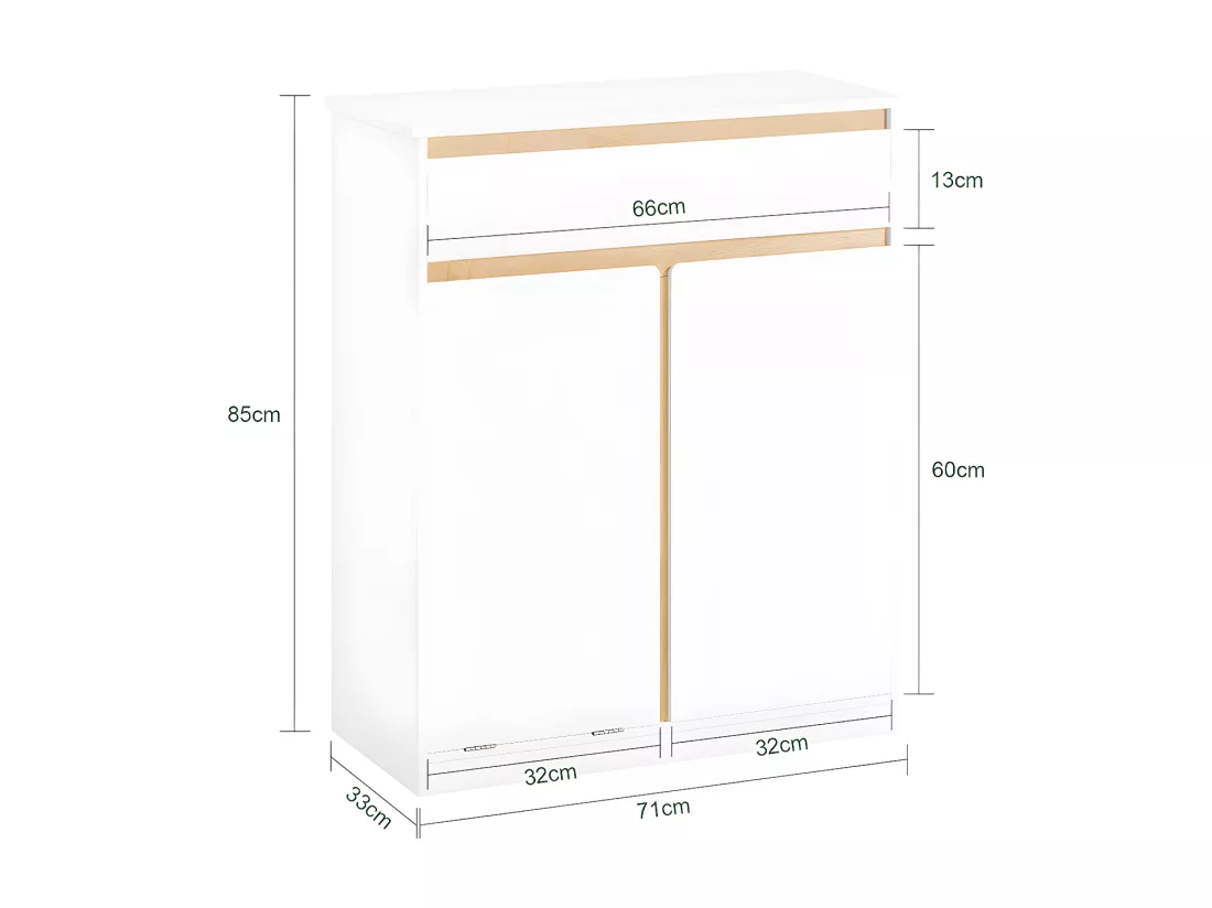 SoBuy Meuble Bas de Salle de Bain avec Bac à Linge Amovible Armoire à Linge Commode pour Salle de Bain Armoire Toilette avec 1 Tiroir, et 1 Panier à Linge, 71x33x85 cm, Blanc, BZR79-W