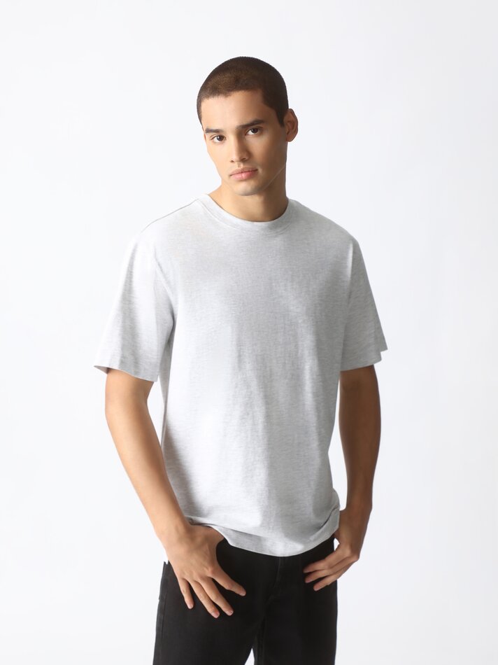 Camiseta premium de modelagem relaxada - Cinza mesclado