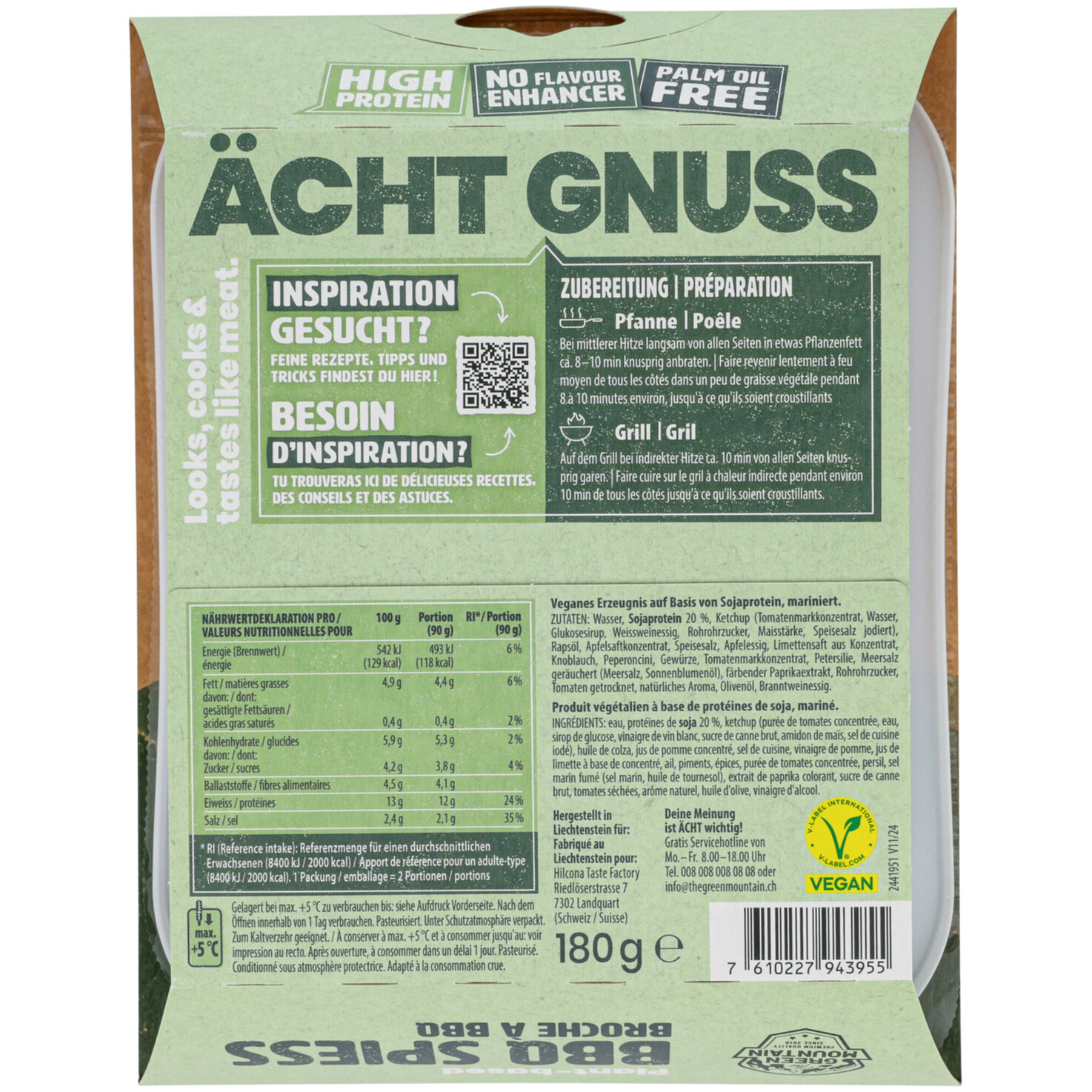 The Green Mountain Plant Based veganer BBQ Spiess -