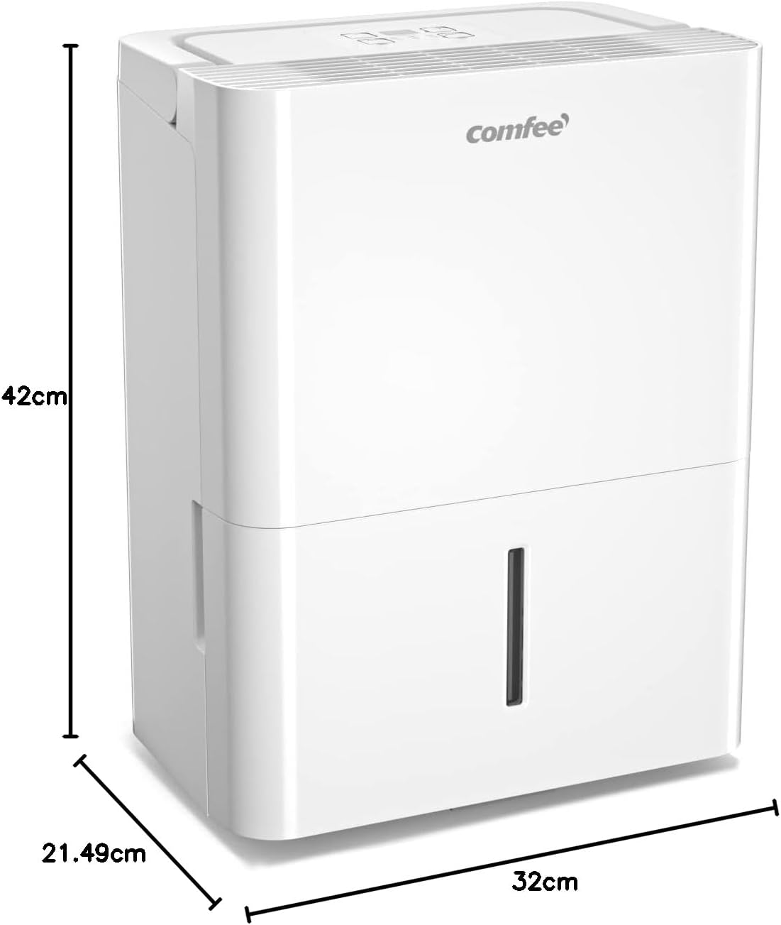 COMFEE' Déshumidificateur Compacte, Absorbe jusqu'à 10L-jour, Deshumidificateur d air avec Roulettes et Poignée, Minuterie 24H, Réservoir 2L, Pour pièce de 16-31㎡, MDDN-10DEN7