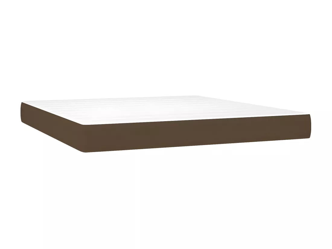 Sommier tapissier matelas et LED Marron foncé 160x200 cm Tissu