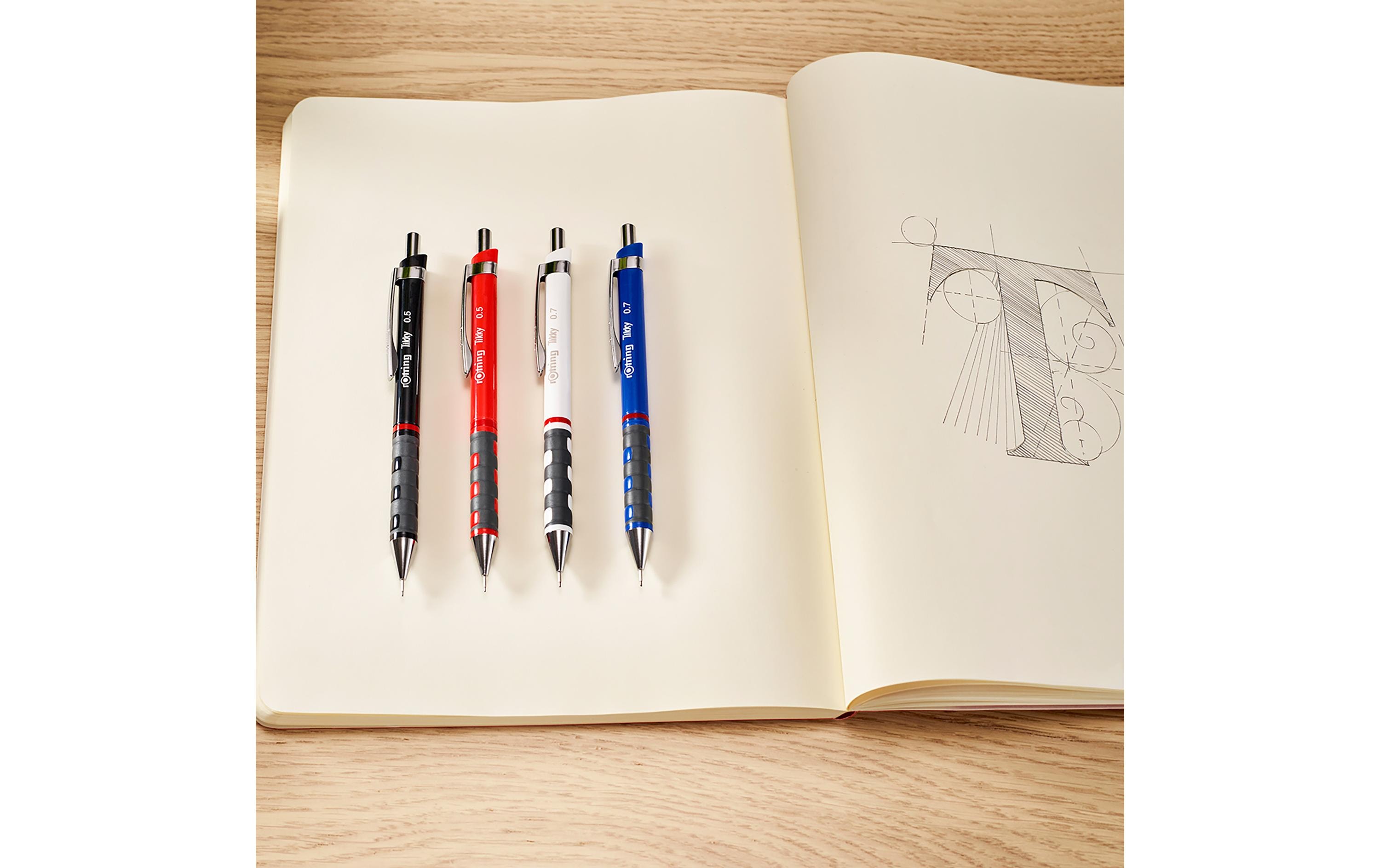 Minenbleistift Tikky HB, 0.5 mm, WeissDruckbleistift mit gummiertem Softtouch-Griff für Schule und Büro