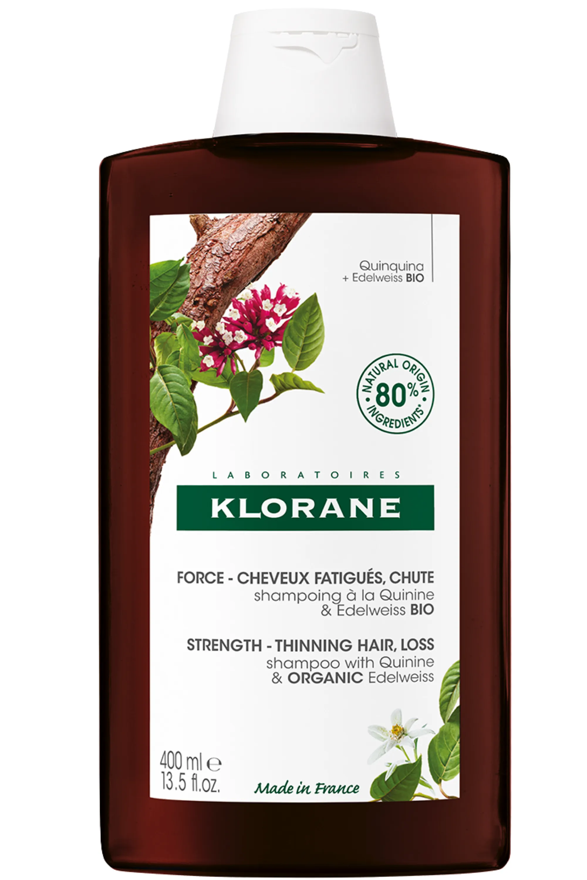 Klorane Shampoing fortifiant à la Quinine & Edelweiss bio-400 ml