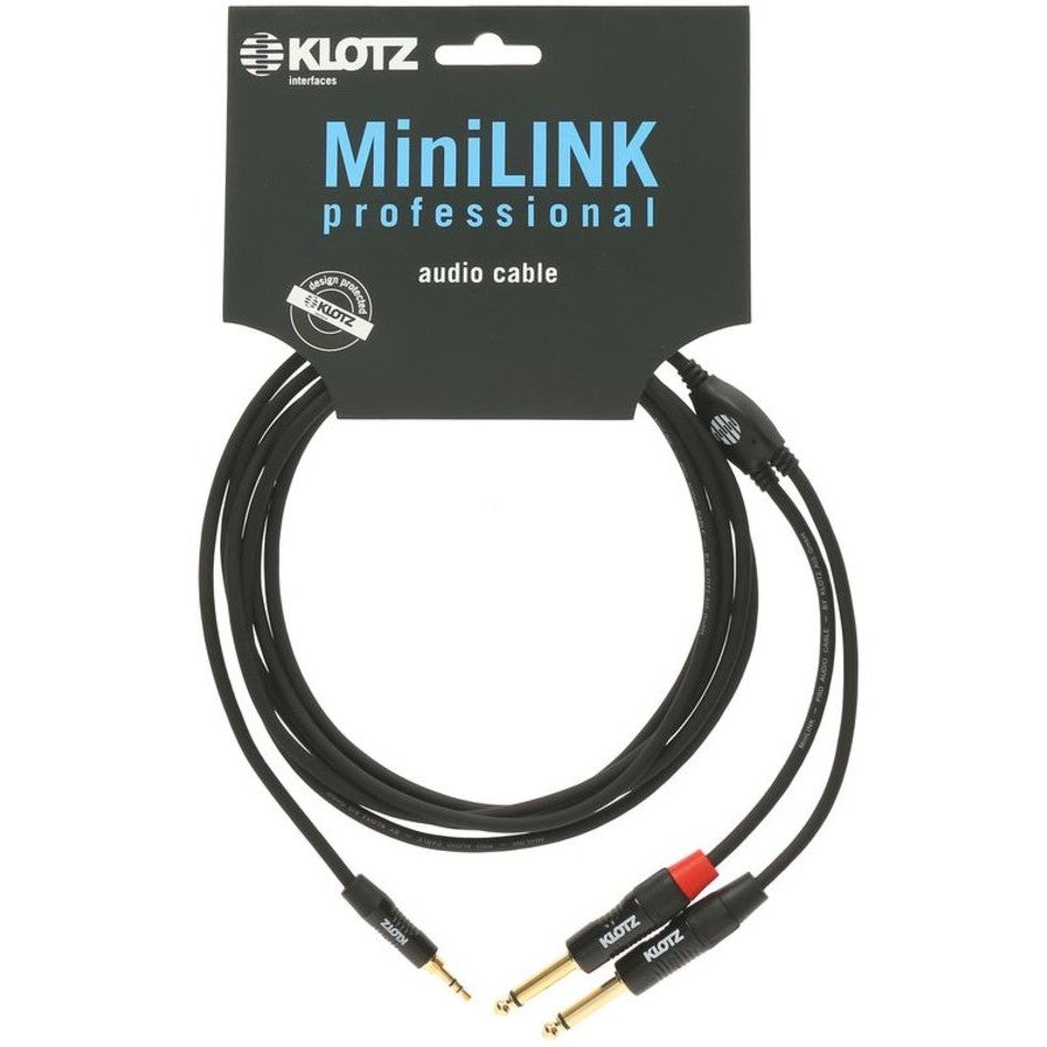 Klotz KY5-090 MiniLink Pro Y-kabel 3.5mm 3p - 2x 6.35mm 2p 0.9 meter