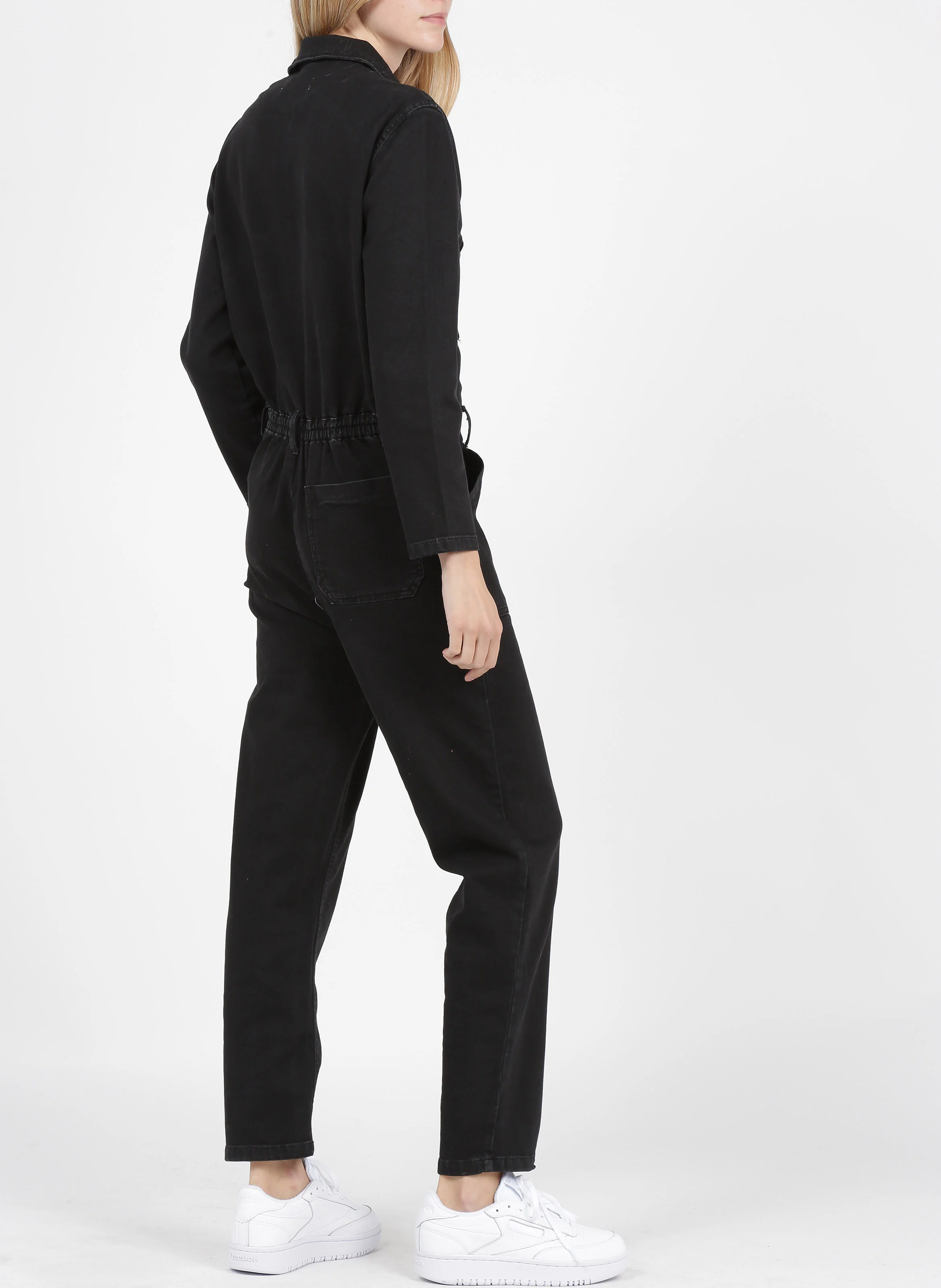 LIV - Combinaison col classique zippée en coton mélangé | Noir