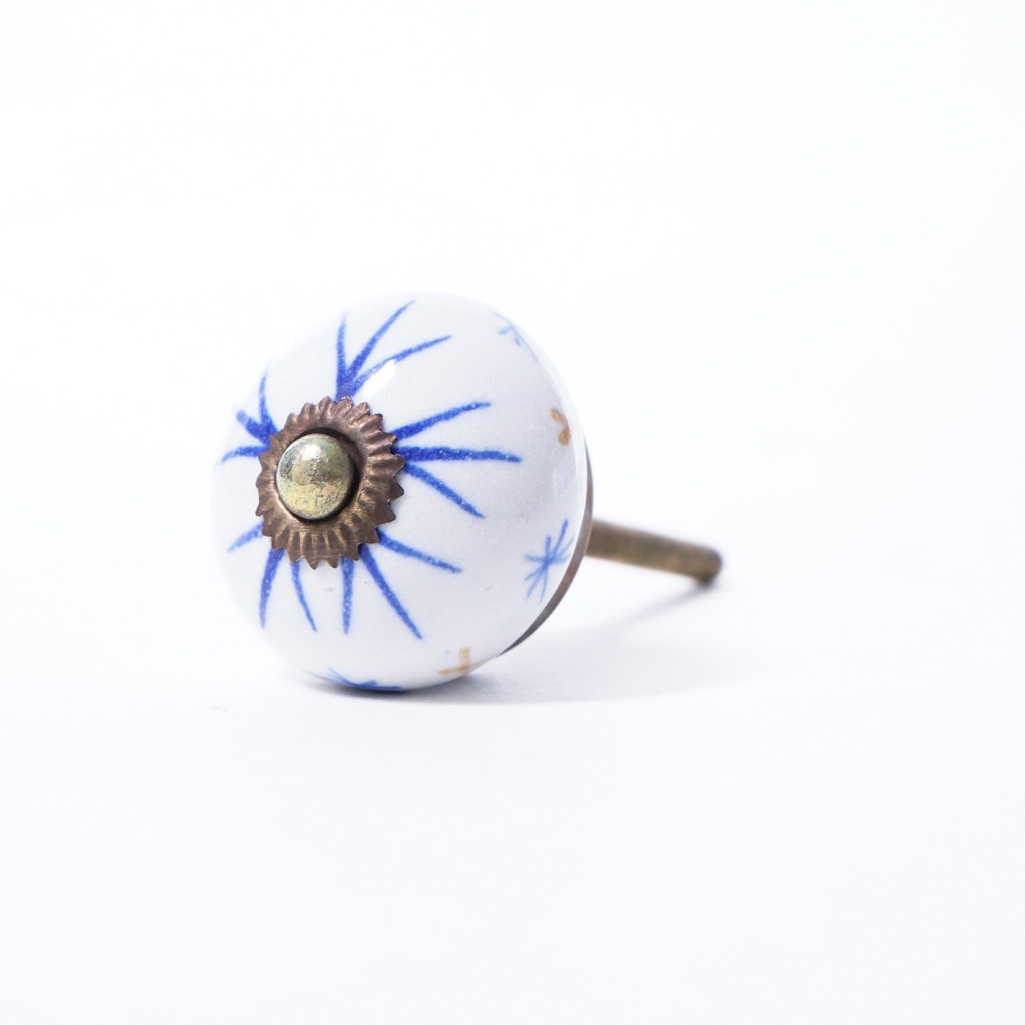 Keramik Möbelknopf, handglasiert, blau/weiß, Ø 3,8 cm günstig bestellen