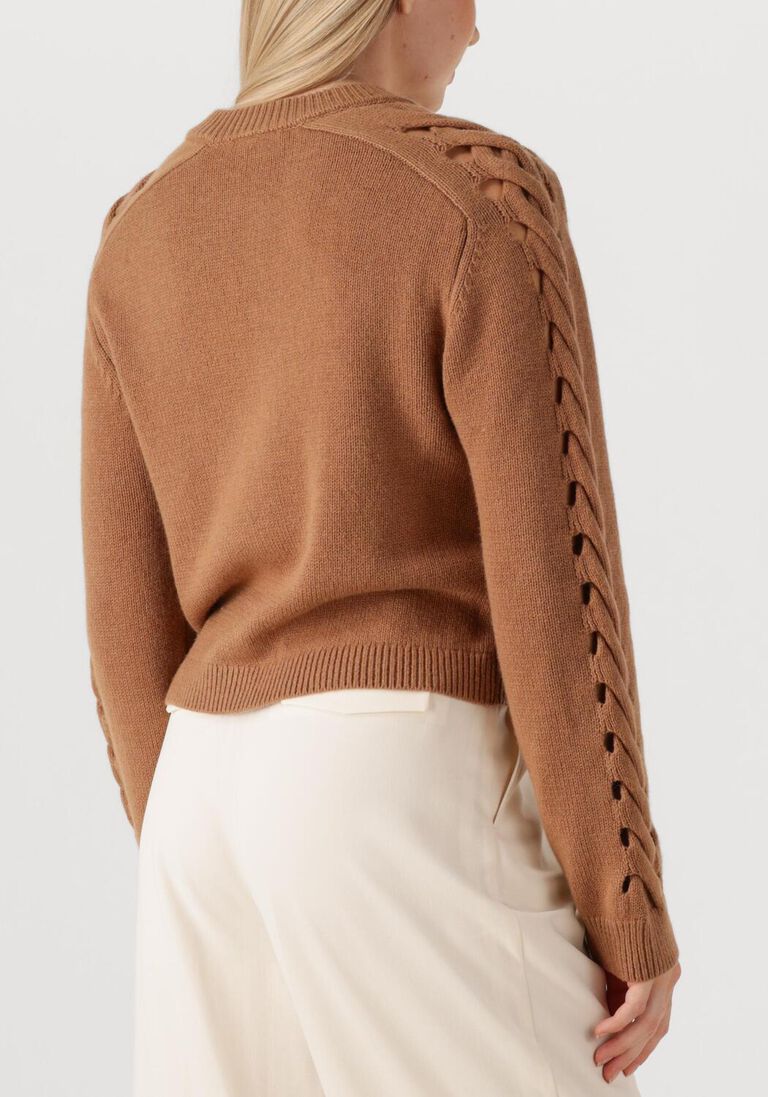 camel dante6 trui haby braided cardigan