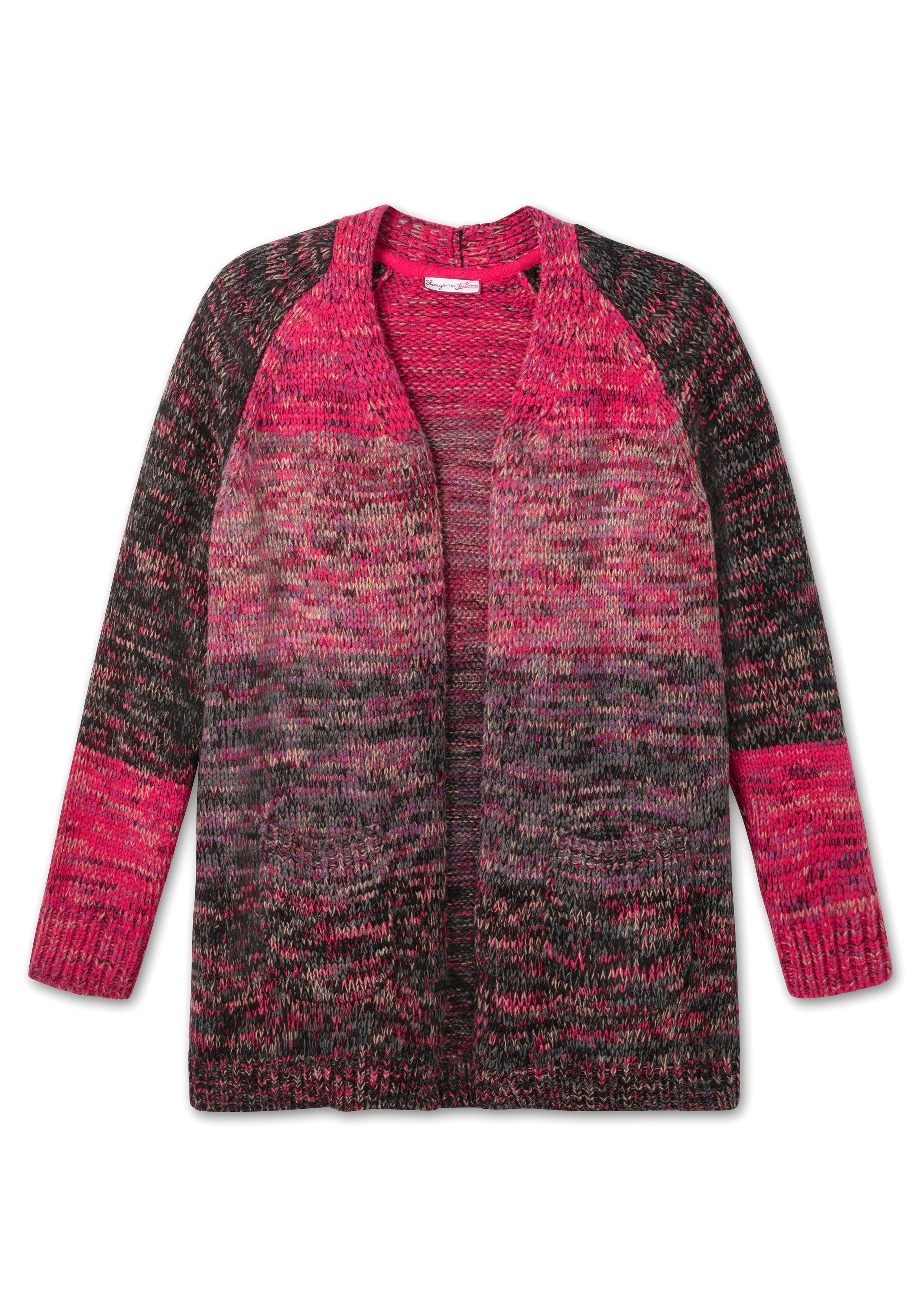 Longstrickjacke in Multicolour und offener Form