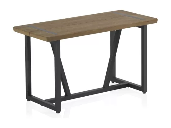 Petite banquette métallique avec assise en bois