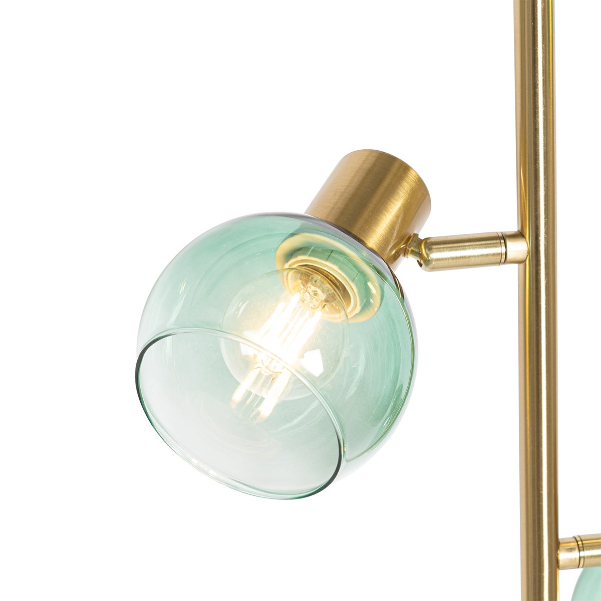 QAZQA - Art Deco Vloerlamp Goud I Messing met Groen Glas 3 Lampen - Vidro I Woonkamer I Slaapkamer - Staal Langwerpig - LED Geschikt E14