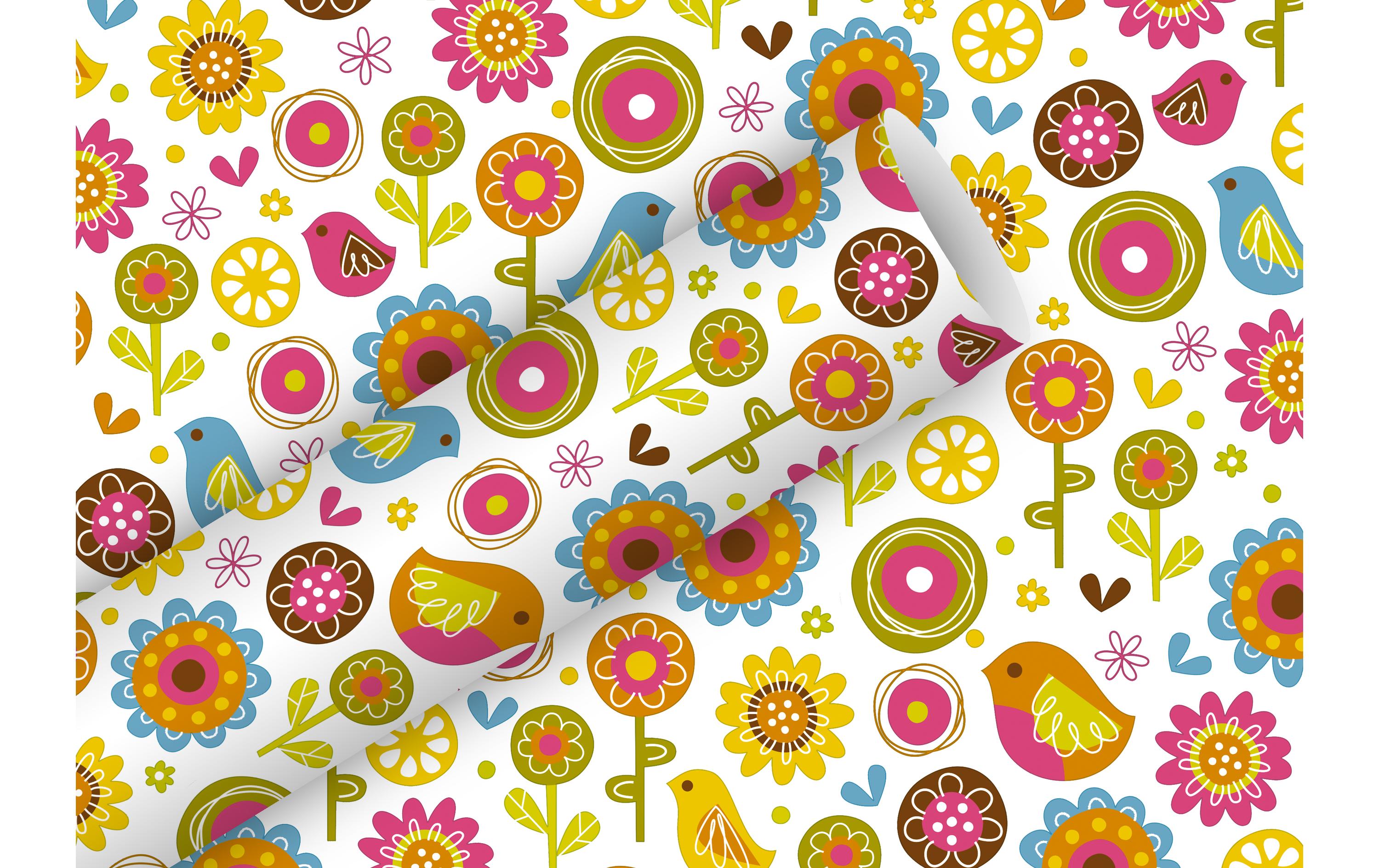 Geschenkpapier Birdland 2 m x 70 cm, MehrfarbigPapierrolle zum Einpacken von Geschenken