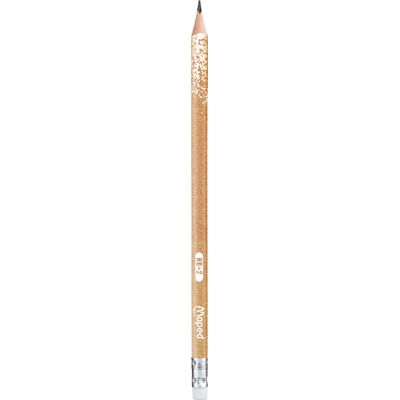 Maped Black'Peps Glitter - Crayon à papier - HB - embout gomme - disponible dans différentes couleurs