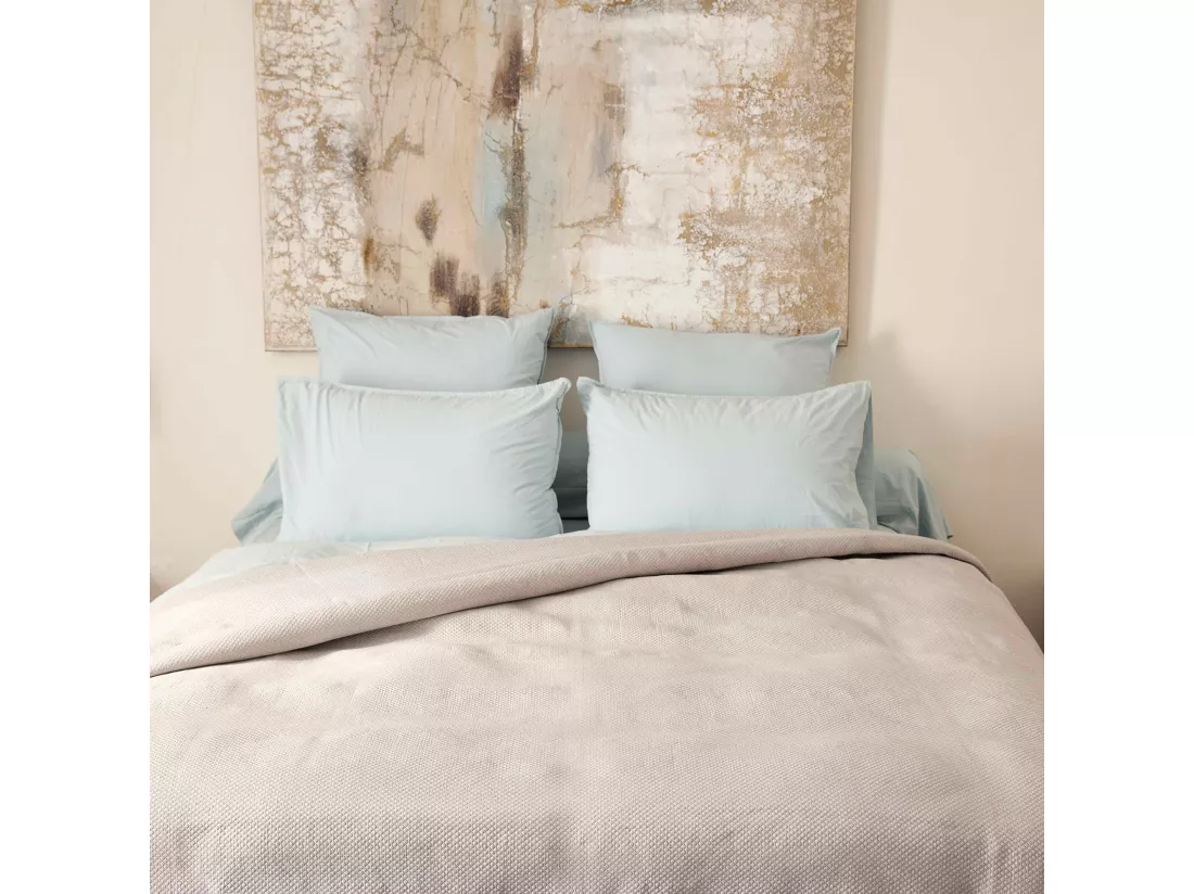 Dessus de lit Jacquard 180x250 cm PERIGORD piqué coton gris perle