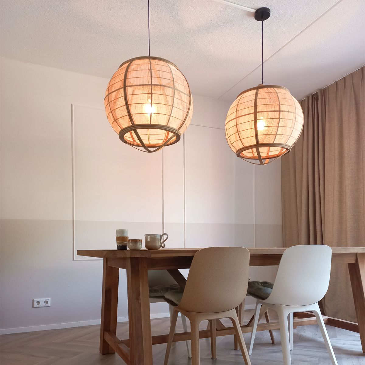 Smart hanglamp bruin 58 cm incl. Wifi G95 - Pascal