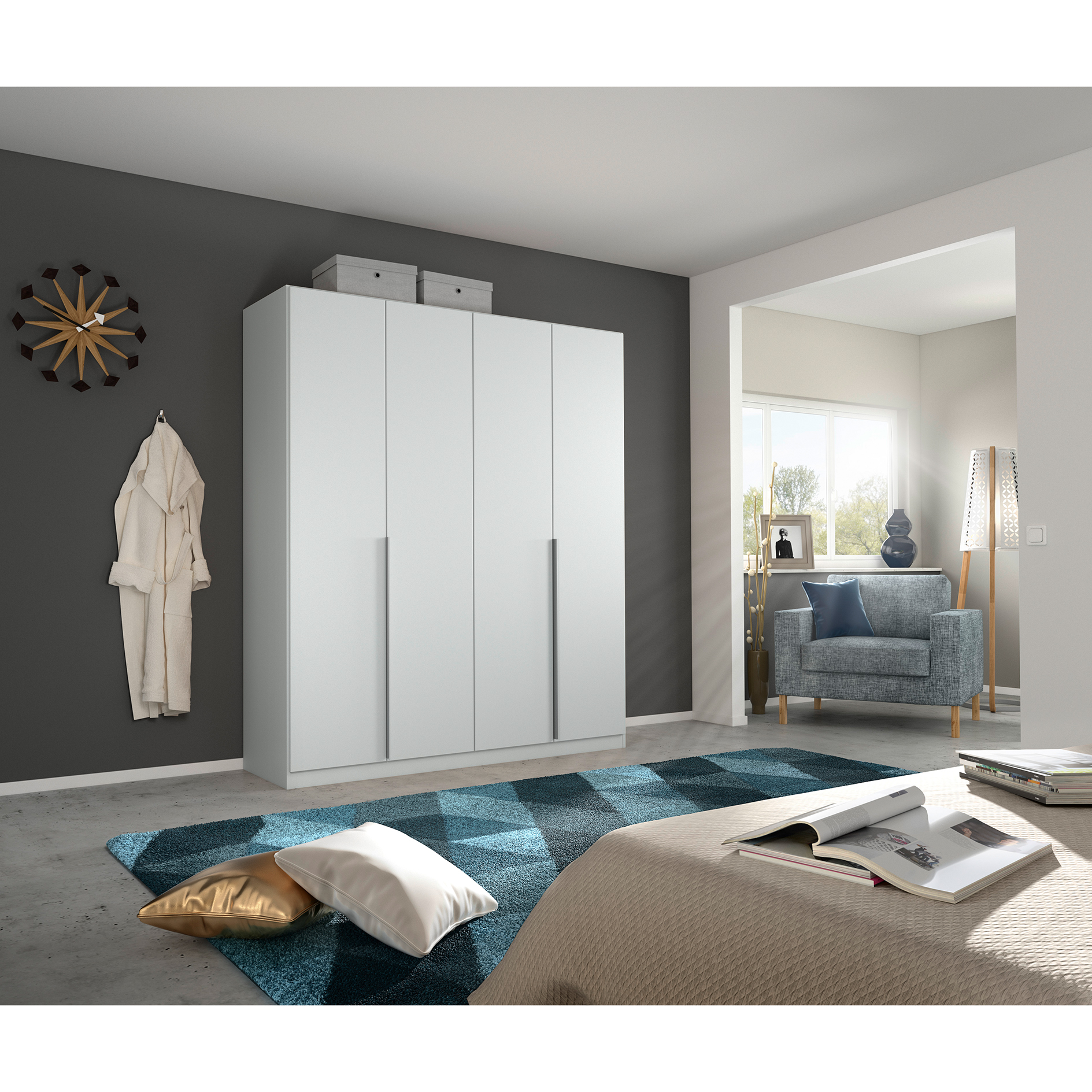Drehtürenschrank - seidengrau - 4-türig - 181x210 cm