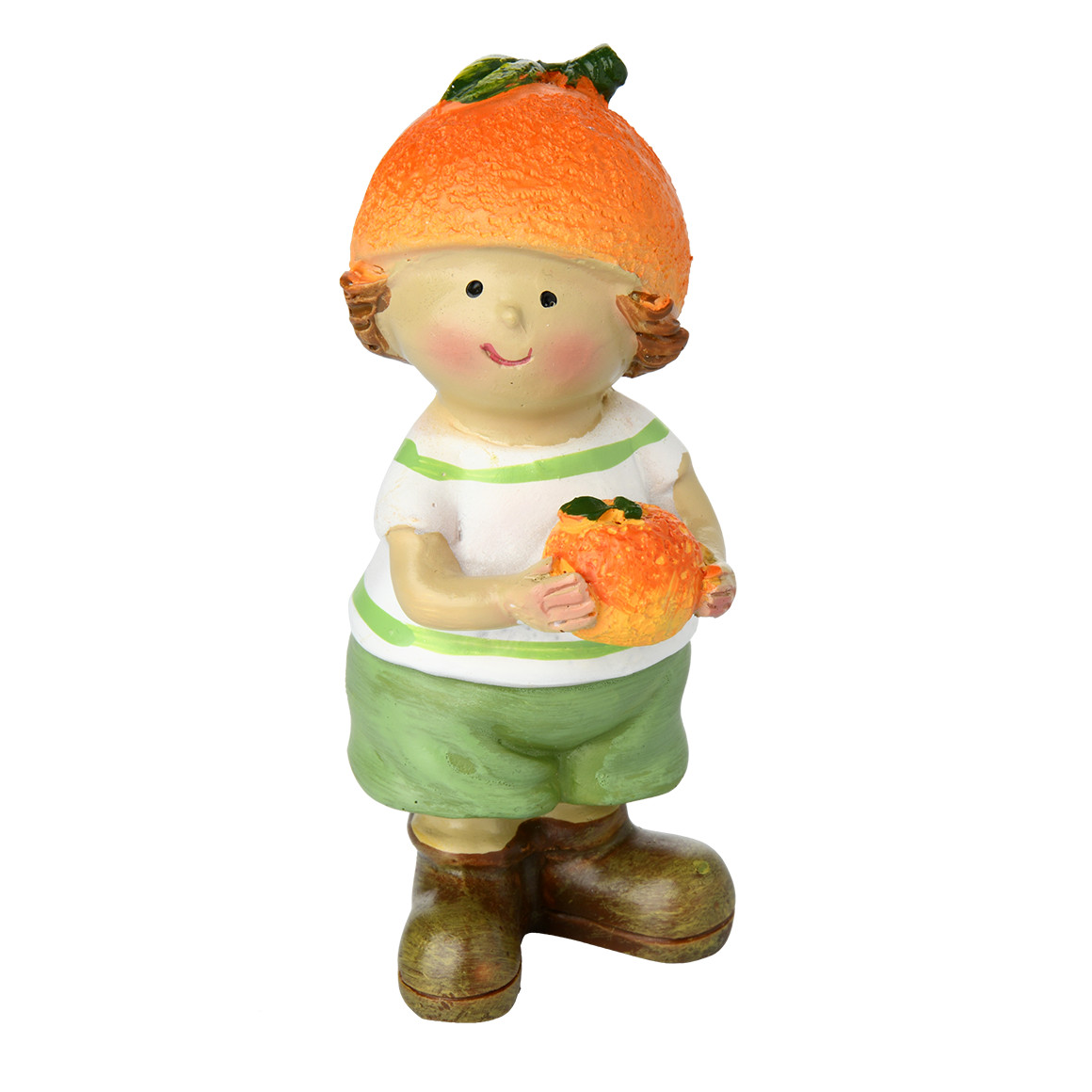 Deko-Figur Kind mit Orangen-Details weiss / orange / grün