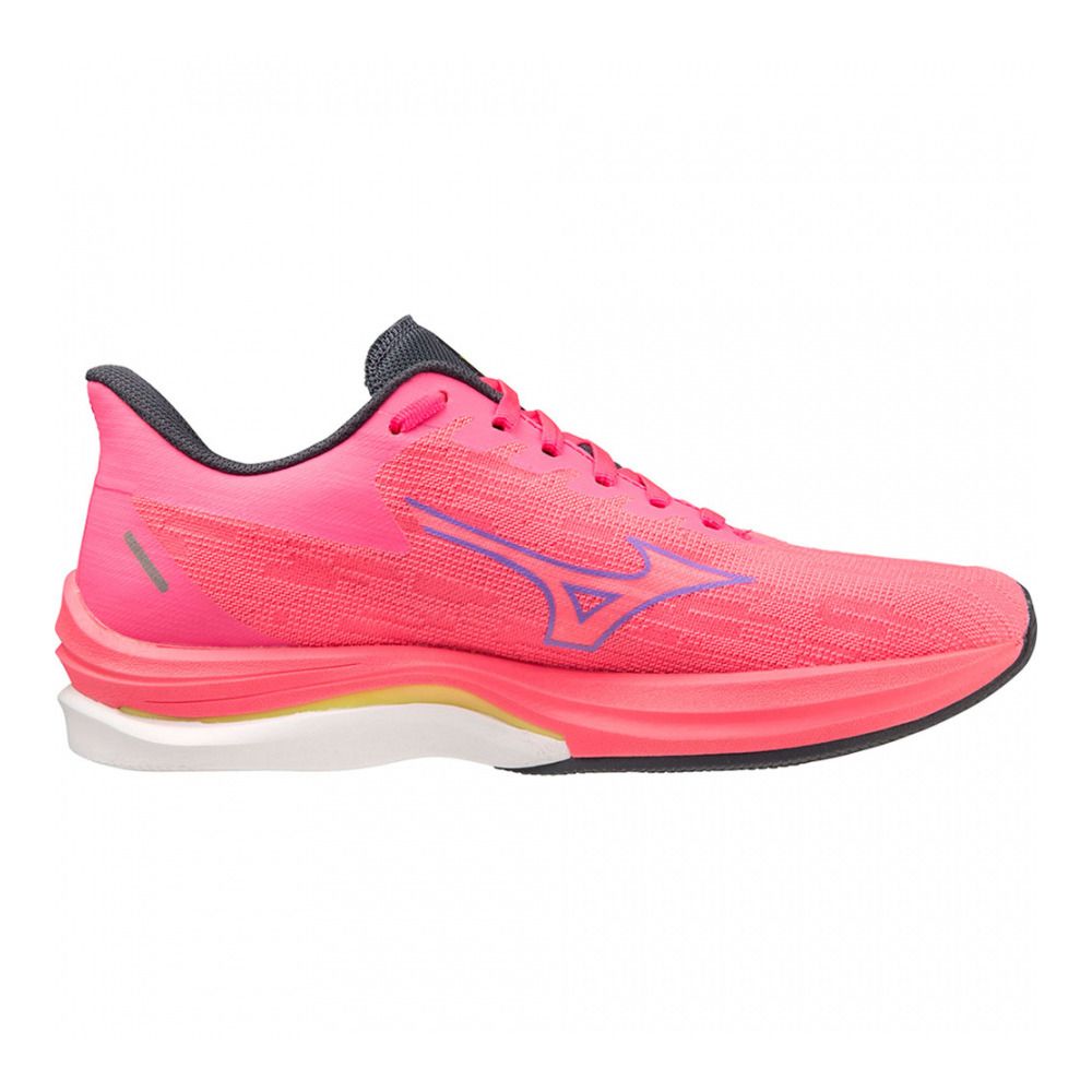 Mizuno WAVE REBELLION SONIC - Chaussures running Femme high-vis pink/purplepunch/o.blue
