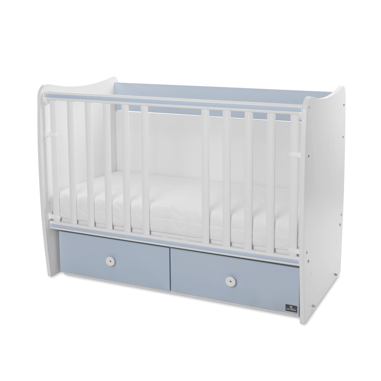 Lorelli Babybett MATRIX NEW Kinderbett 120 x 60 cm, 2 Ebenen, 2 Schubladen blau