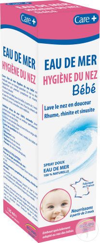 Care+ Eau De Mer Hygiène Du Nez Bébé Spray Doux Rhume Rhinite Sinusite 125ml