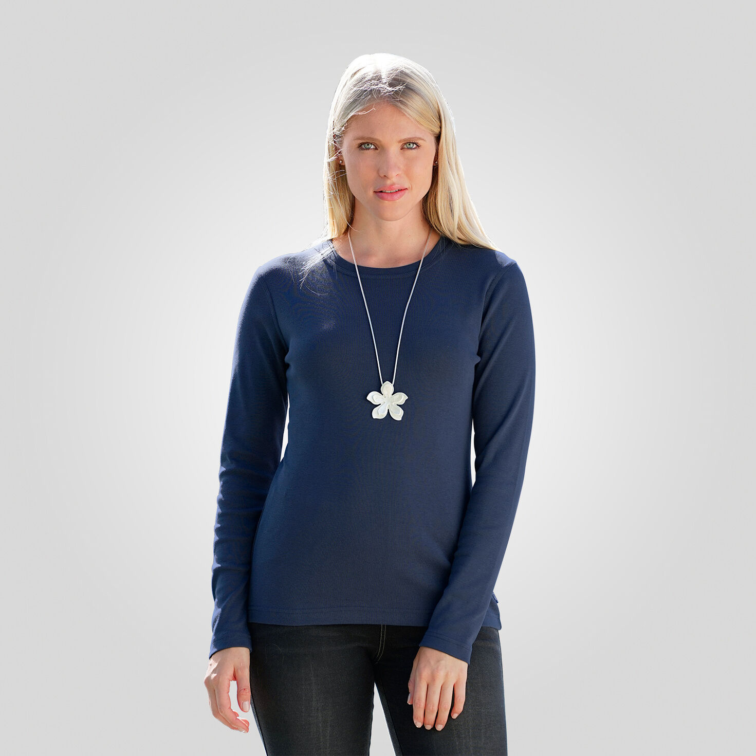 Rundhals-Shirt langarm
