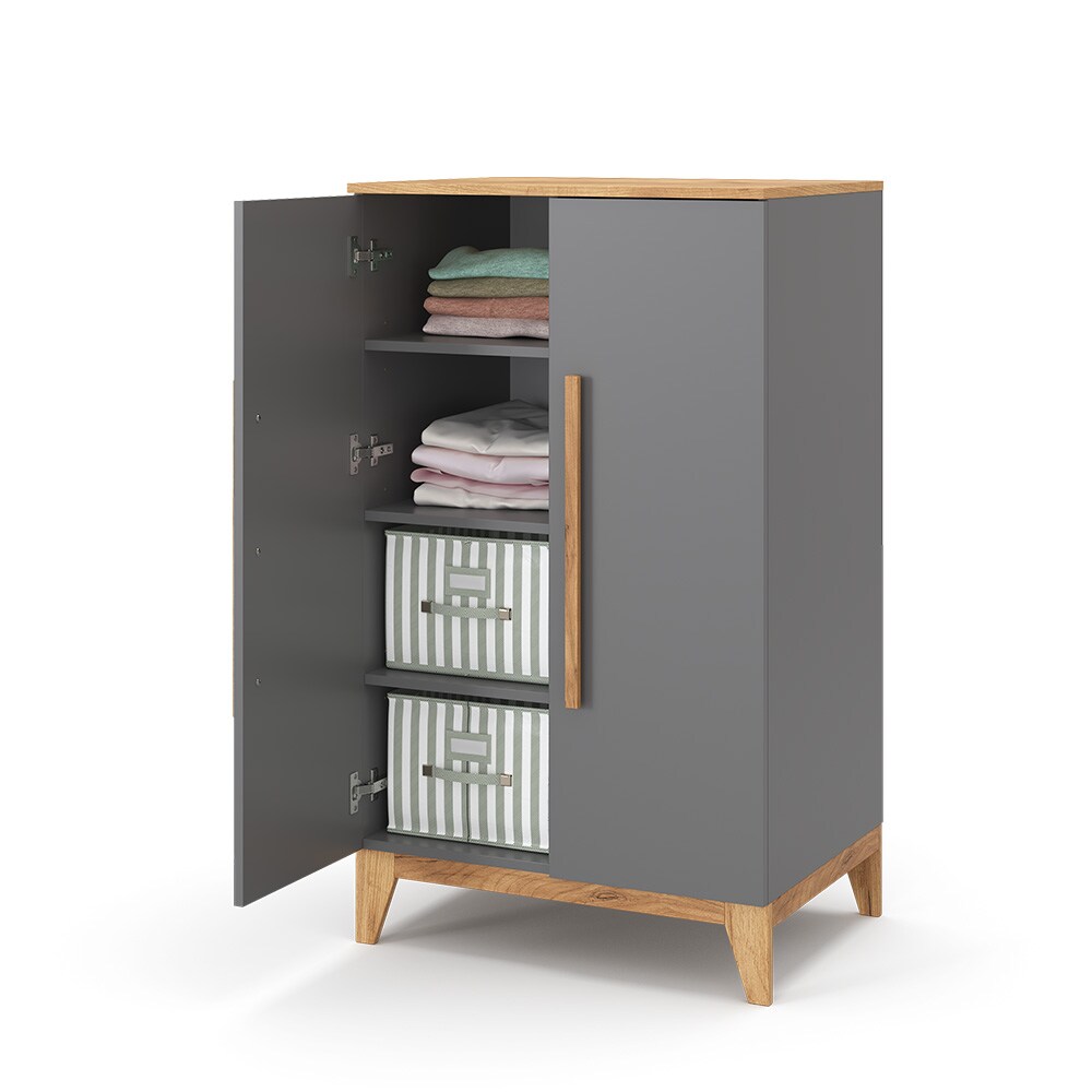 VitaliSpa Kleiderschrank Malia 120x70cm grau, Schrank für Kinderzimmer, 4 Fächer