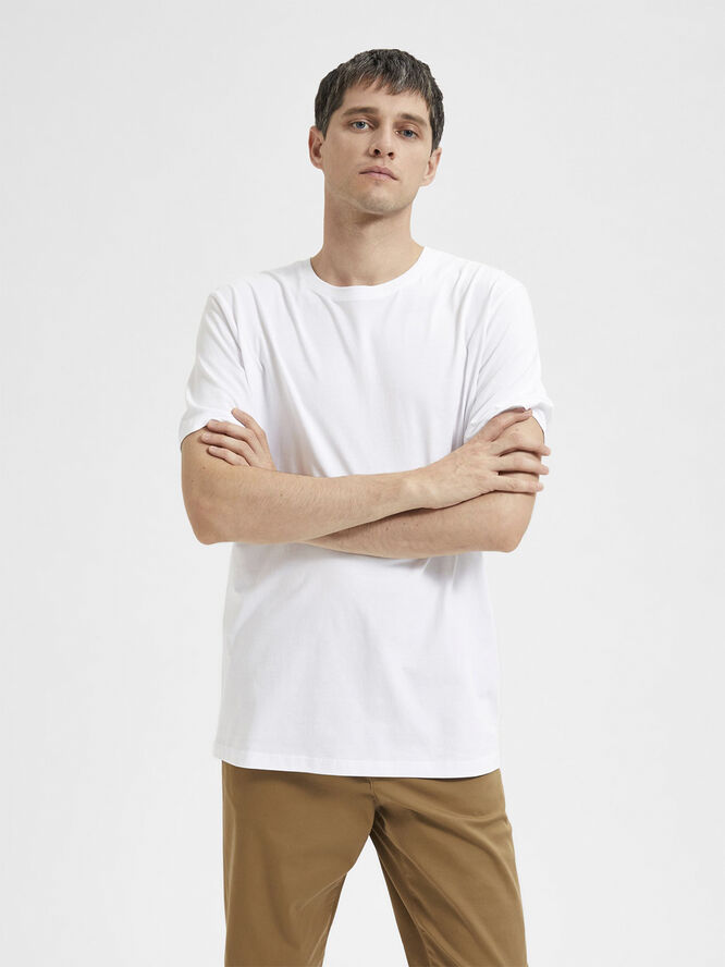 Selected Homme SLHASPEN SS O-NECK TEE W NOOS Hvid