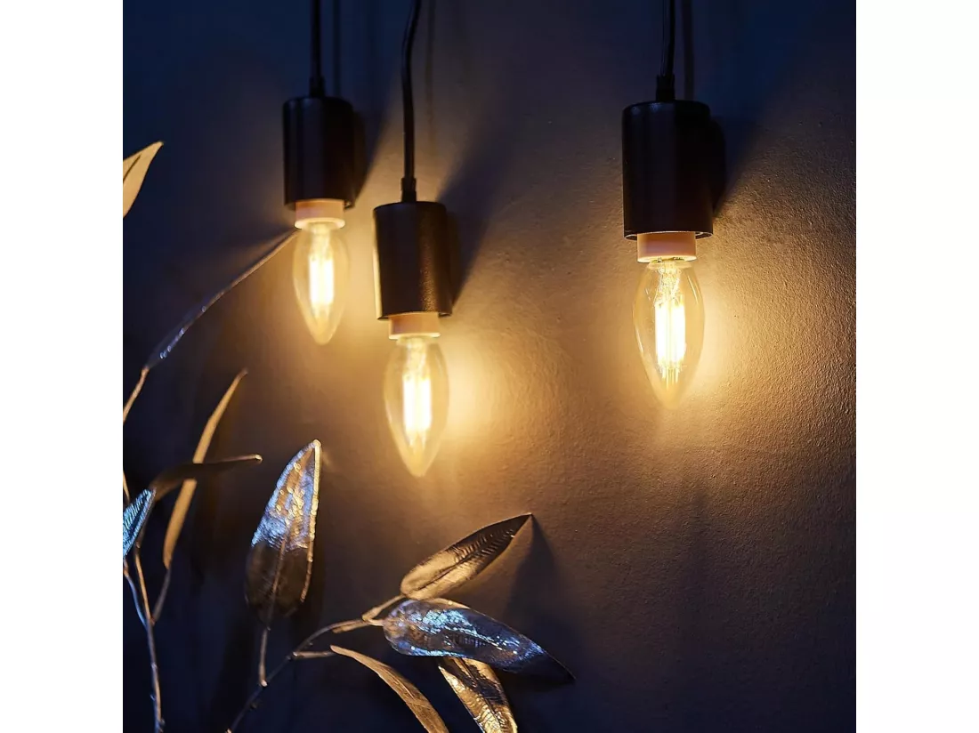 NETTLIFE Ampoule LED E14, blanc chaud, 6 pièces, 4W, lampe bougie, filament vintage, 2700K