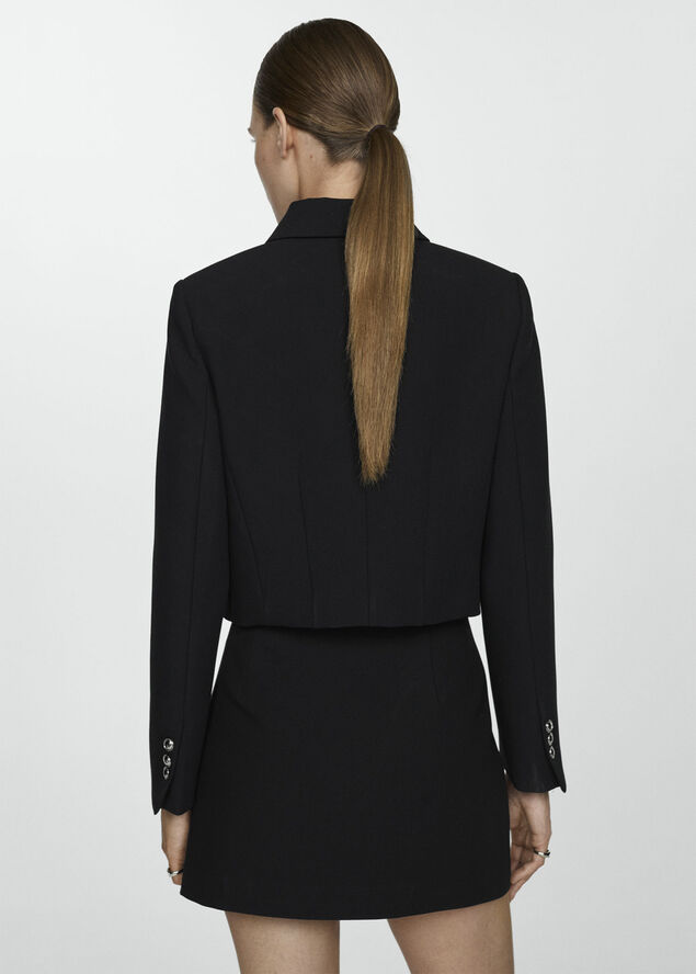 MANGO Buttoned cropped jacket Black
