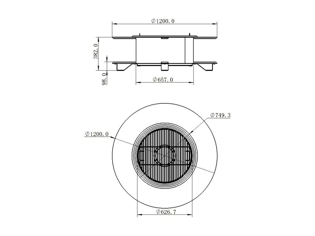 Brasero plancha grill avec range-bûches - L120 x l120 x H40 cm - BARCENA