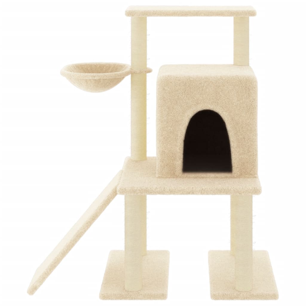 Arbre à chat avec griffoirs en sisal crème 96,5 cm